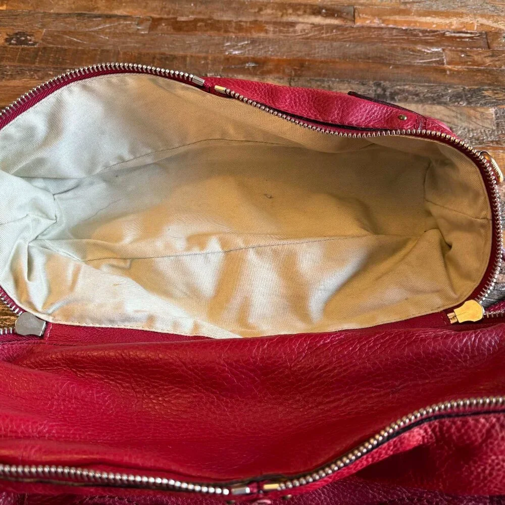 CHLOE l Authentic Red Leather PADDINGTON l Shopper Tote Handbag - Picture 10 of 12